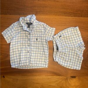 Ralph Lauren Girls Blue Gingham Short Pajamas set – Size 3